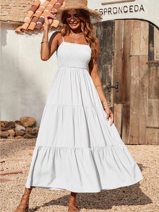PrettyGarden Dresses & Skirts - PrettyGarden Smocked Tiered Maxi Dress – Worn Once Like New - Size M
